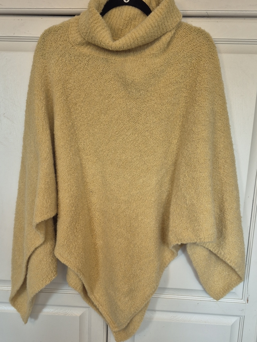 Cozy Knit Turtleneck Poncho Sweater in Soft Yellow One-Size